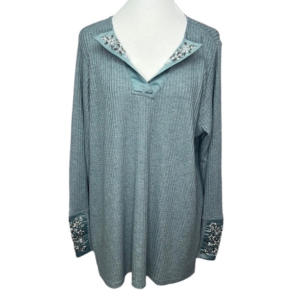 Soft Surroundings Rhinestone Waffle Knit Blouse - Picture 2 of 6